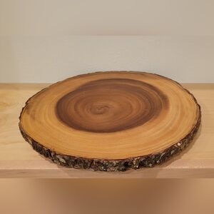 Round Wood Tree Ring Decor/Serving Platter/Tray 13.5"